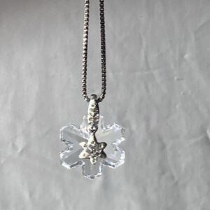 Vintage Swarovski Crystal Snowflake Pave Sterling Silver 925  AU Pendant w/Chain